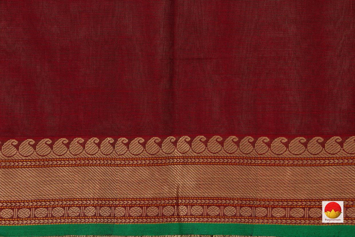 Maroon Kanchi Cotton Saree With Silk Thread Border For Office Wear PV KC 374 - Cotton Saree - Panjavarnam PV KC 374