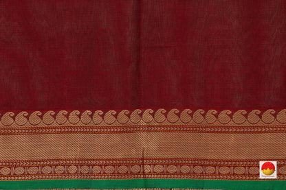 Maroon Kanchi Cotton Saree With Silk Thread Border For Office Wear PV KC 374 - Cotton Saree - Panjavarnam PV KC 374