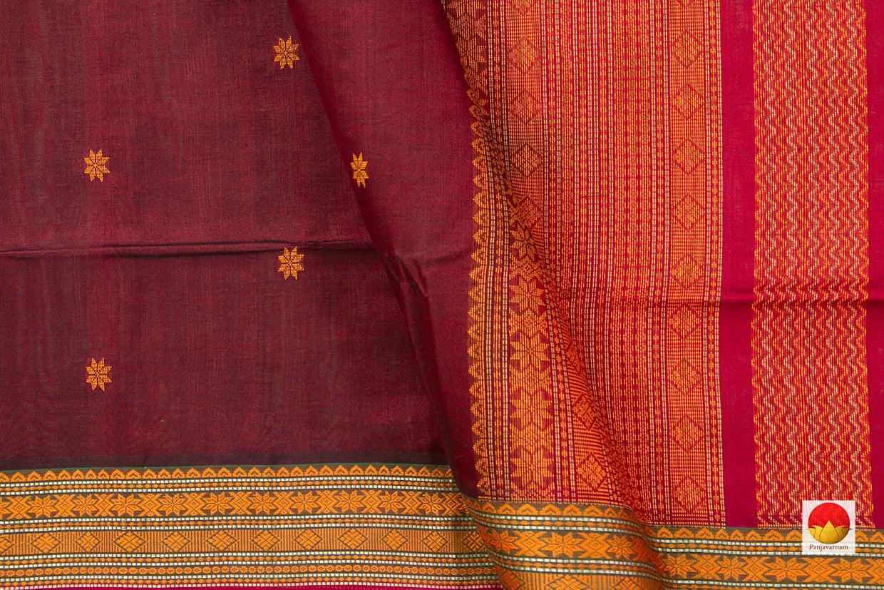 Maroon Kanchi Silk Cotton Saree With Silk Thread Work Handwoven For Office Wear PV KSC 1202 - Silk Cotton - Panjavarnam