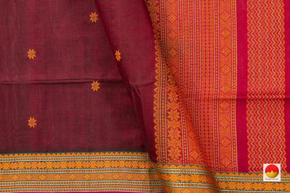 Maroon Kanchi Silk Cotton Saree With Silk Thread Work Handwoven For Office Wear PV KSC 1202 - Silk Cotton - Panjavarnam