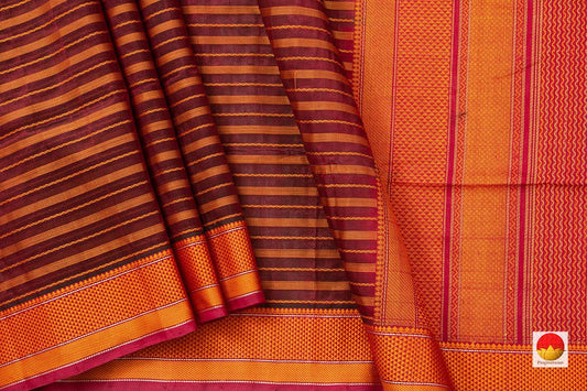 Maroon Kanchi Silk Cotton Saree With Silk Thread Work Handwoven For Office Wear PV KSC 1215 - Silk Cotton - Panjavarnam