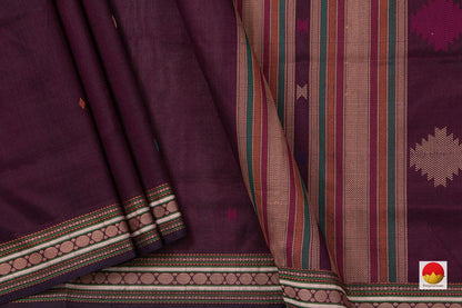 Maroon Kanchi Silkcotton Saree With Silk Thread Work Handwoven For Office Wear PV KSC 1226 - Silk Cotton - Panjavarnam PV KSC 1226