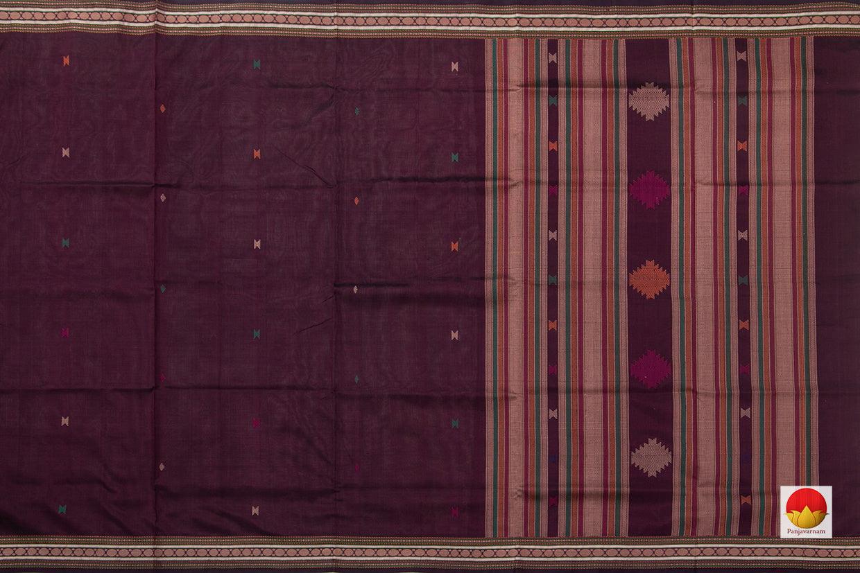 Maroon Kanchi Silkcotton Saree With Silk Thread Work Handwoven For Office Wear PV KSC 1226 - Silk Cotton - Panjavarnam PV KSC 1226