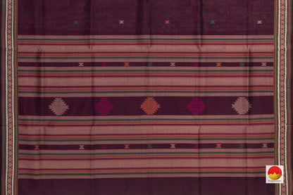 Maroon Kanchi Silkcotton Saree With Silk Thread Work Handwoven For Office Wear PV KSC 1226 - Silk Cotton - Panjavarnam PV KSC 1226