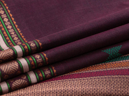 Maroon Kanchi Silkcotton Saree With Silk Thread Work Handwoven For Office Wear PV KSC 1226 - Silk Cotton - Panjavarnam PV KSC 1226