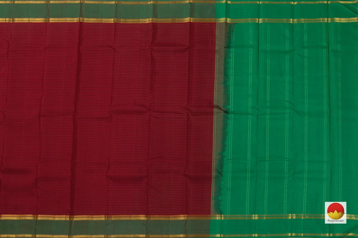 Maroon Kanchipuram Silk Saree Handwoven Pure Silk Pure Zari For Festive Wear PV NYC 885 - Silk Sari - Panjavarnam