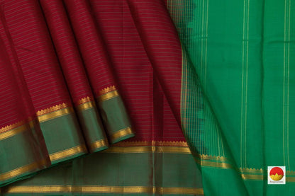 Maroon Kanchipuram Silk Saree Handwoven Pure Silk Pure Zari For Festive Wear PV NYC 885 - Silk Sari - Panjavarnam PV NYC 885