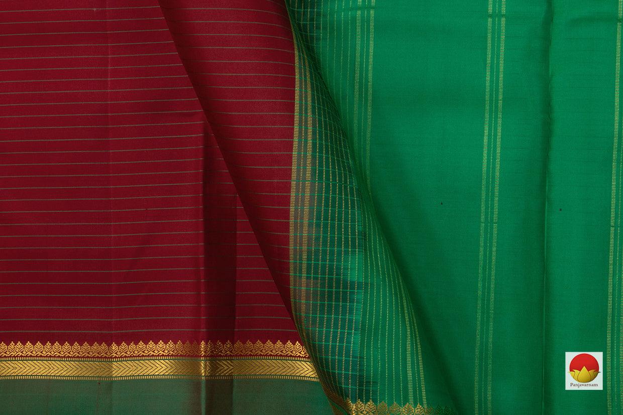 Maroon Kanchipuram Silk Saree Handwoven Pure Silk Pure Zari For Festive Wear PV NYC 885 - Silk Sari - Panjavarnam PV NYC 885