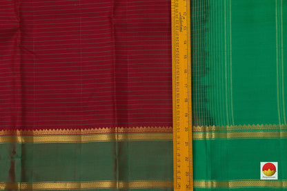 Maroon Kanchipuram Silk Saree Handwoven Pure Silk Pure Zari For Festive Wear PV NYC 885 - Silk Sari - Panjavarnam PV NYC 885