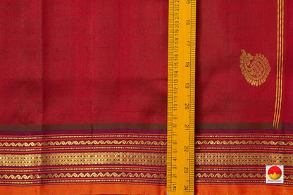 Maroon Kanchipuram Silk Saree Light Weight Handwoven Pure Silk Pure Zari PV ABI 1204 - Silk Sari - Panjavarnam
