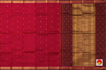 Maroon Kanchipuram Silk Saree With Brown Border Handwoven Pure Silk Pure Zari For Festive Wear PV ABI 1211 - Silk Sari - Panjavarnam PV ABI 1211