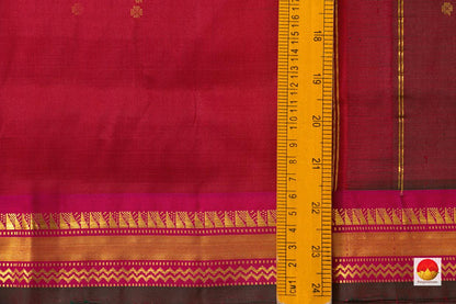 Maroon Kanchipuram Silk Saree With Brown Border Handwoven Pure Silk Pure Zari For Festive Wear PV ABI 1211 - Silk Sari - Panjavarnam PV ABI 1211