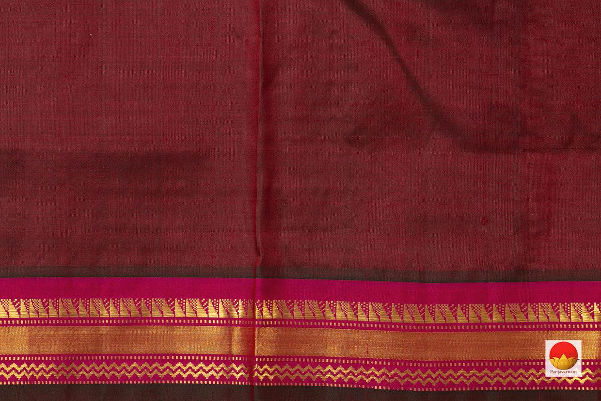 Maroon Kanchipuram Silk Saree With Brown Border Handwoven Pure Silk Pure Zari For Festive Wear PV ABI 1211 - Silk Sari - Panjavarnam PV ABI 1211