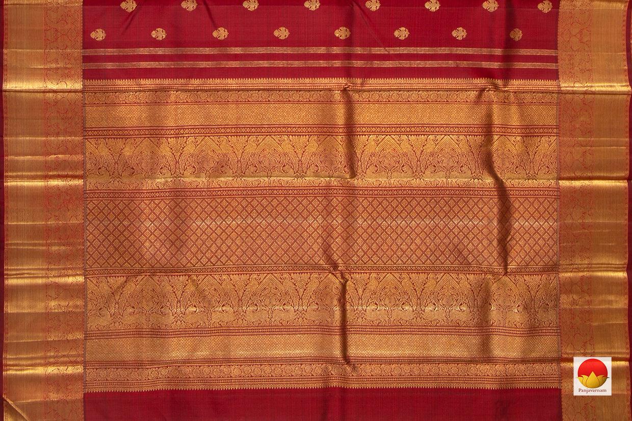 Maroon Kanchipuram Silk Saree With Ganda Berunda Motifs Handwoven Pure Silk Pure Zari For Wedding Wear PV NYC 908 - Saris & Lehengas - Panjavarnam