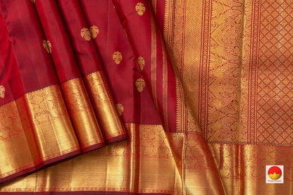 Maroon Kanchipuram Silk Saree With Ganda Berunda Motifs Handwoven Pure Silk Pure Zari For Wedding Wear PV NYC 908 - Saris & Lehengas - Panjavarnam PV NYC 908