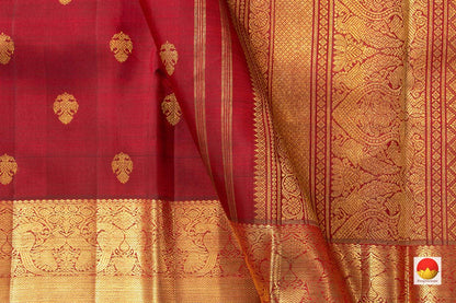 Maroon Kanchipuram Silk Saree With Ganda Berunda Motifs Handwoven Pure Silk Pure Zari For Wedding Wear PV NYC 908 - Saris & Lehengas - Panjavarnam PV NYC 908