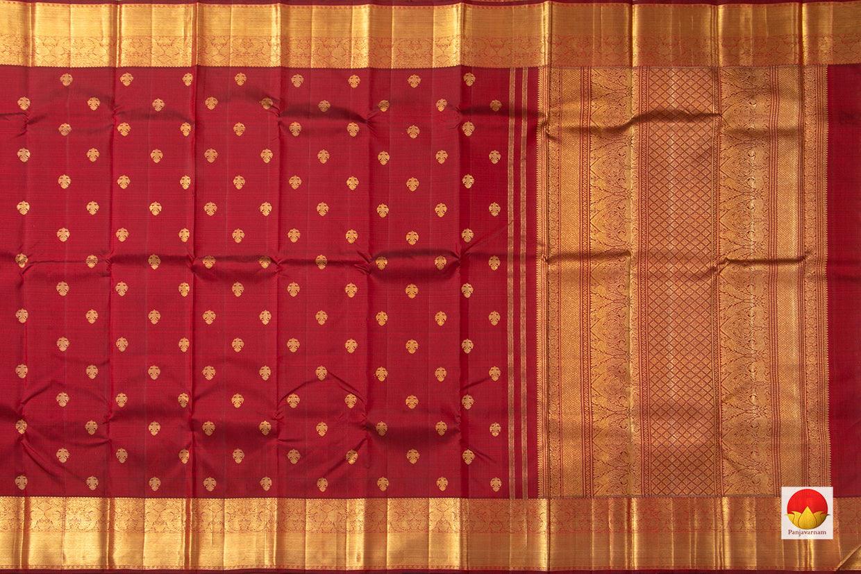 Maroon Kanchipuram Silk Saree With Ganda Berunda Motifs Handwoven Pure Silk Pure Zari For Wedding Wear PV NYC 908 - Saris & Lehengas - Panjavarnam PV NYC 908