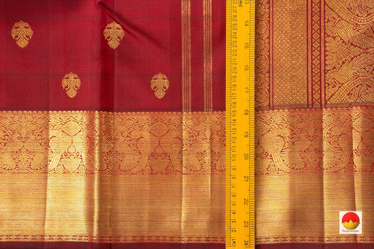 Maroon Kanchipuram Silk Saree With Ganda Berunda Motifs Handwoven Pure Silk Pure Zari For Wedding Wear PV NYC 908 - Saris & Lehengas - Panjavarnam PV NYC 908