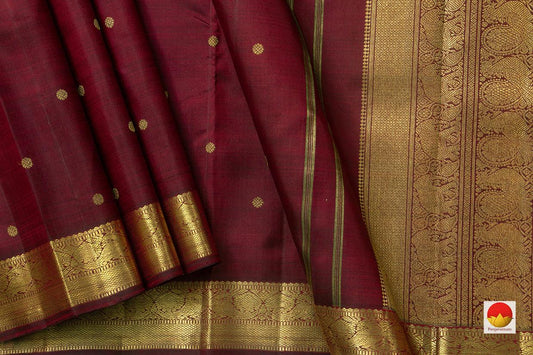 Maroon Kanchipuram Silk Saree With Kamalam Buttis Handwoven Pure Silk Pure Zari For Wedding Wear PV NYC 923 - Silk Sari - Panjavarnam