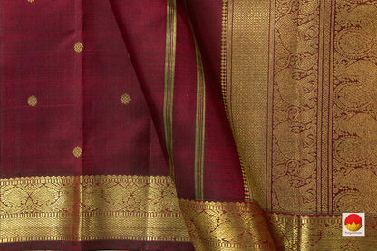 Maroon Kanchipuram Silk Saree With Kamalam Buttis Handwoven Pure Silk Pure Zari For Wedding Wear PV NYC 923 - Silk Sari - Panjavarnam