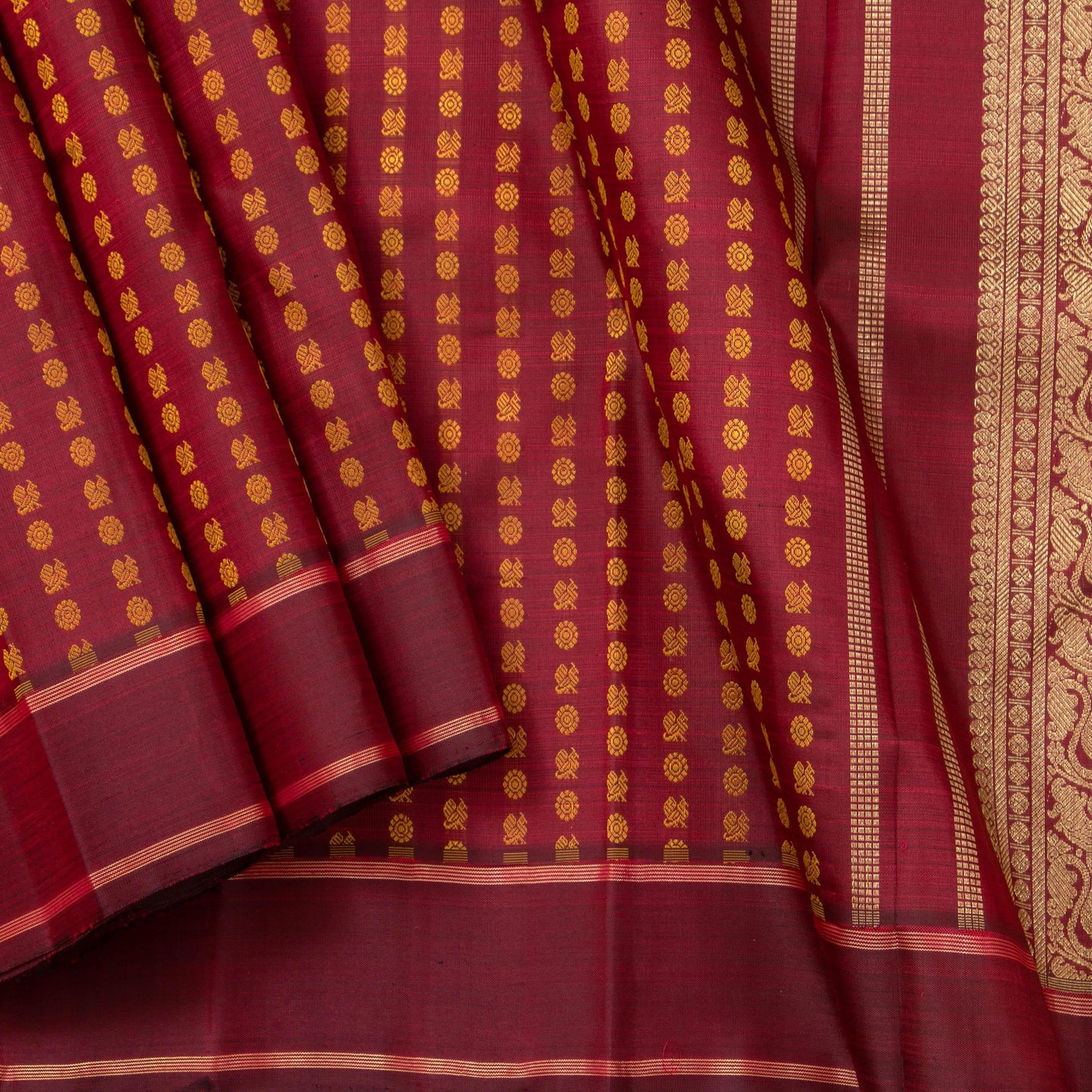 Maroon Kanjivaram Silk Saree With Silk Thread Work For Wedding Wear PV NYC 1250 - Silk Sari - Panjavarnam PV NYC 1250