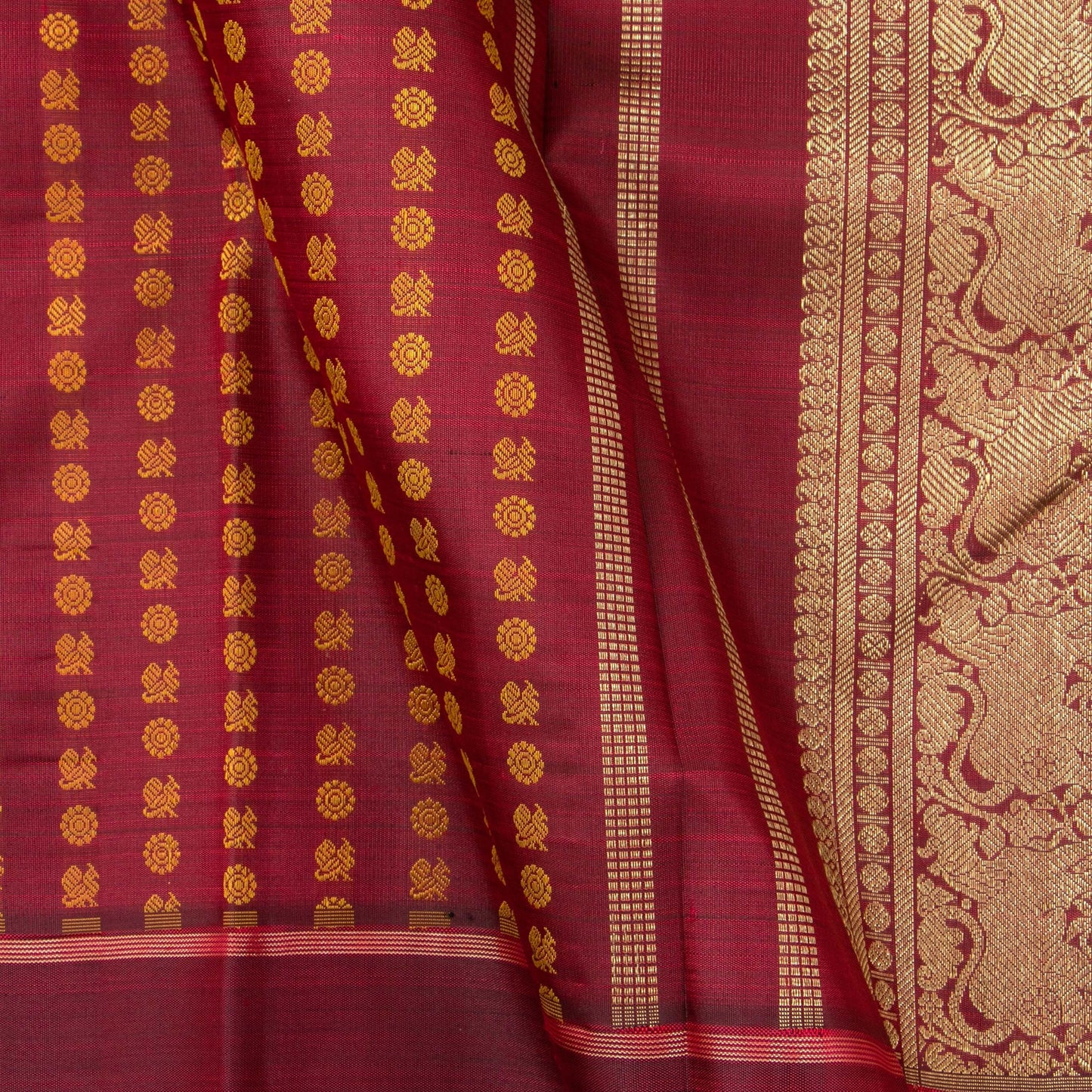 Maroon Kanjivaram Silk Saree With Silk Thread Work For Wedding Wear PV NYC 1250 - Silk Sari - Panjavarnam PV NYC 1250