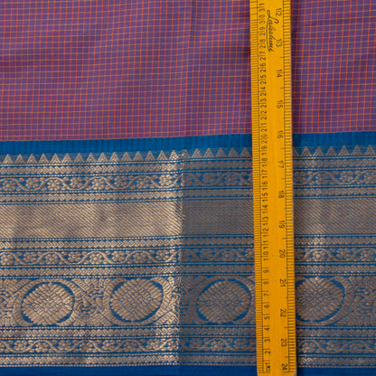 Mauve And Blue Kanchi Cotton Saree PV MM KC 150 - Cotton Saree - Panjavarnam PV MM KC 150