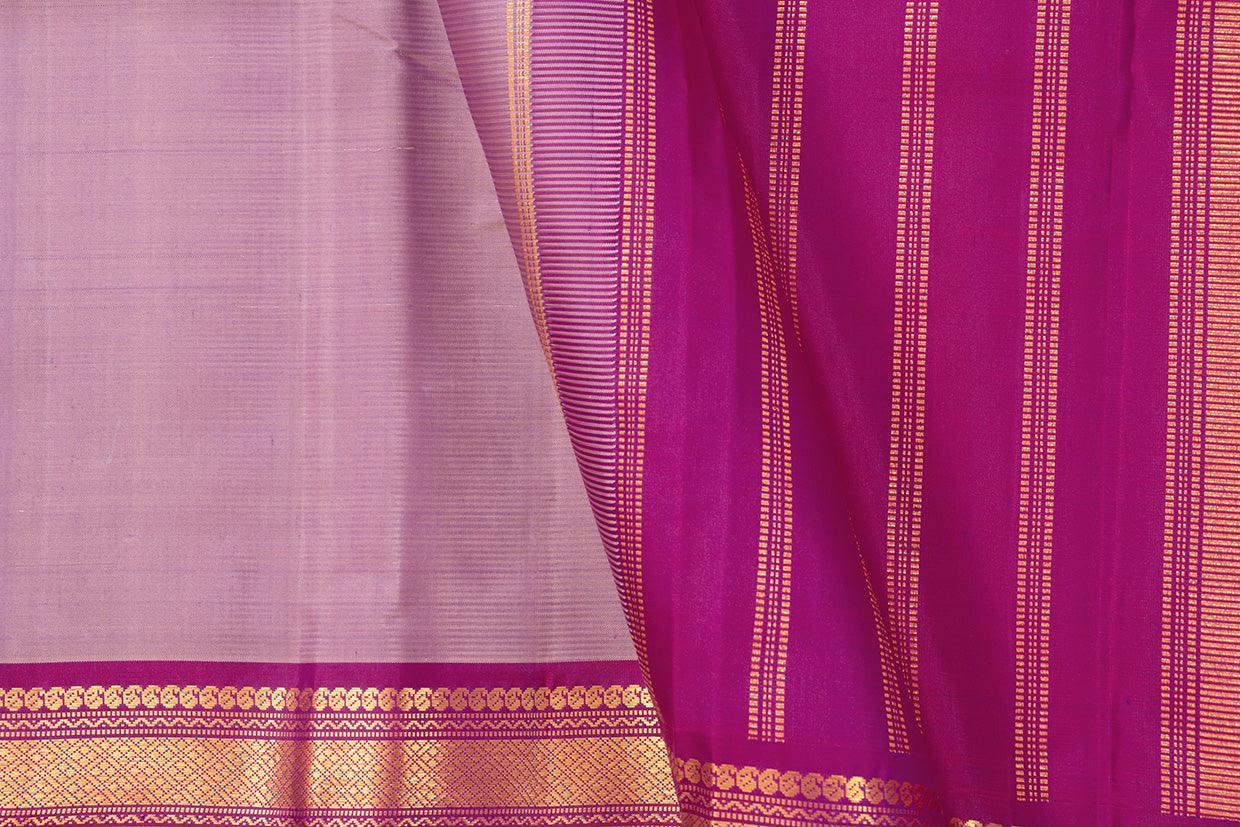 Mauve And Magenta Kanchipuram Silk Saree With Short Border Handwoven Pure Silk For Festive Wear PV J 351 - Silk Sari - Panjavarnam