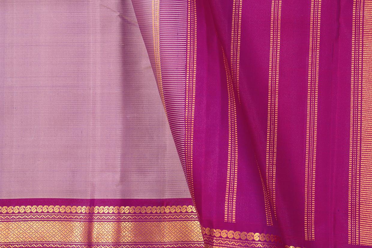 Mauve And Magenta Kanchipuram Silk Saree With Short Border Handwoven Pure Silk For Festive Wear PV J 351 - Silk Sari - Panjavarnam PV J 351