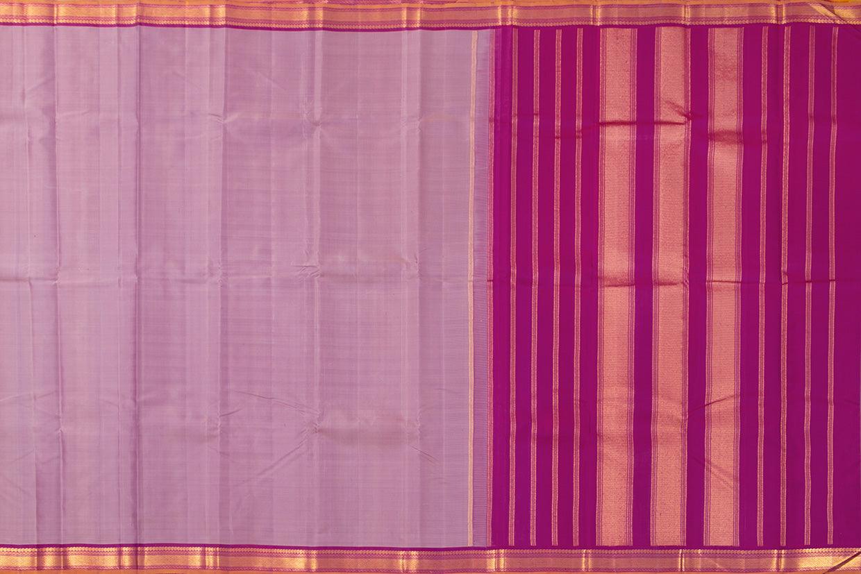 Mauve And Magenta Kanchipuram Silk Saree With Short Border Handwoven Pure Silk For Festive Wear PV J 351 - Silk Sari - Panjavarnam PV J 351