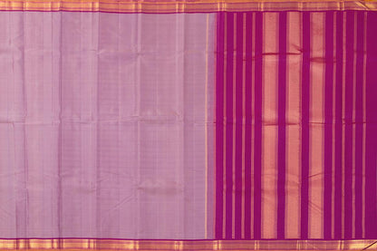 Mauve And Magenta Kanchipuram Silk Saree With Short Border Handwoven Pure Silk For Festive Wear PV J 351 - Silk Sari - Panjavarnam PV J 351