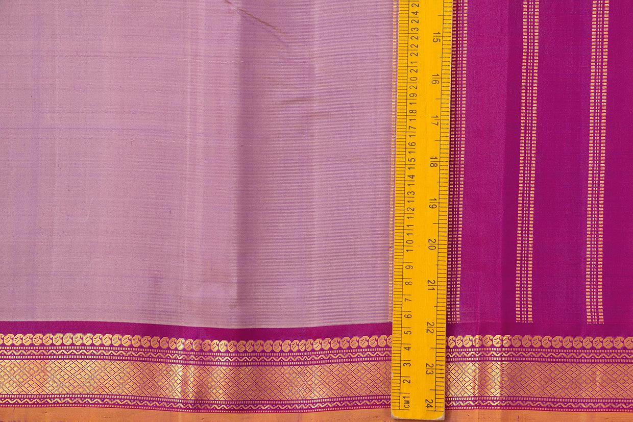 Mauve And Magenta Kanchipuram Silk Saree With Short Border Handwoven Pure Silk For Festive Wear PV J 351 - Silk Sari - Panjavarnam PV J 351