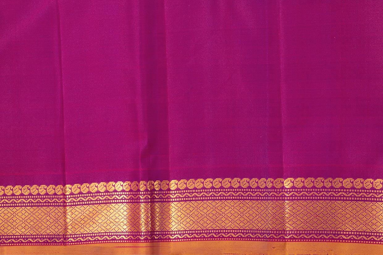 Mauve And Magenta Kanchipuram Silk Saree With Short Border Handwoven Pure Silk For Festive Wear PV J 351 - Silk Sari - Panjavarnam PV J 351