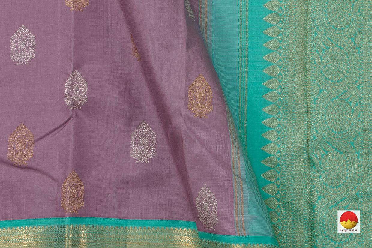 Mauve And Sea Green Kanchipuram Silk Saree With Medium Border Handwoven Pure Silk For Wedding Wear PV NYC 1045 - Silk Sari - Panjavarnam PV NYC 1045