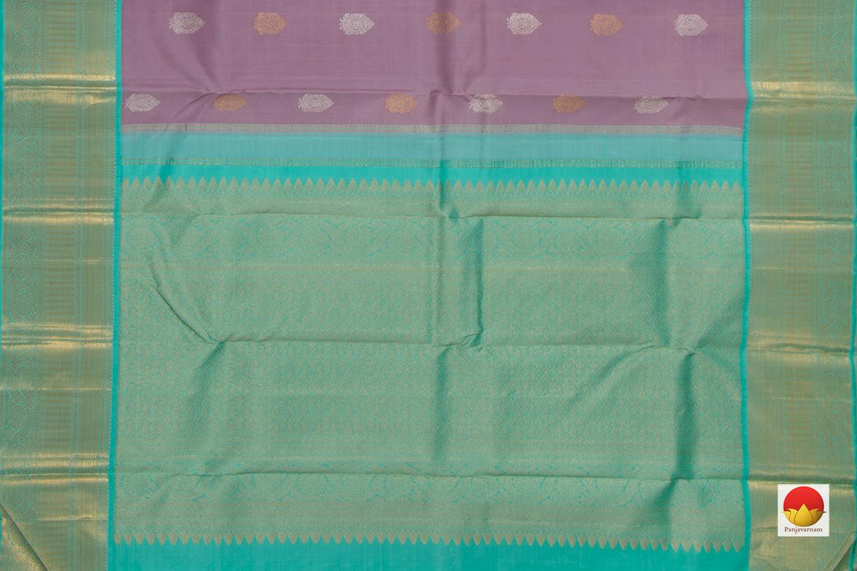 Mauve And Sea Green Kanchipuram Silk Saree With Medium Border Handwoven Pure Silk For Wedding Wear PV NYC 1045 - Silk Sari - Panjavarnam PV NYC 1045