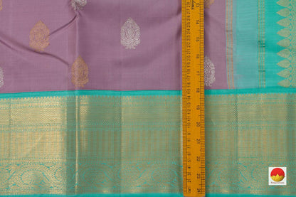 Mauve And Sea Green Kanchipuram Silk Saree With Medium Border Handwoven Pure Silk For Wedding Wear PV NYC 1045 - Silk Sari - Panjavarnam PV NYC 1045