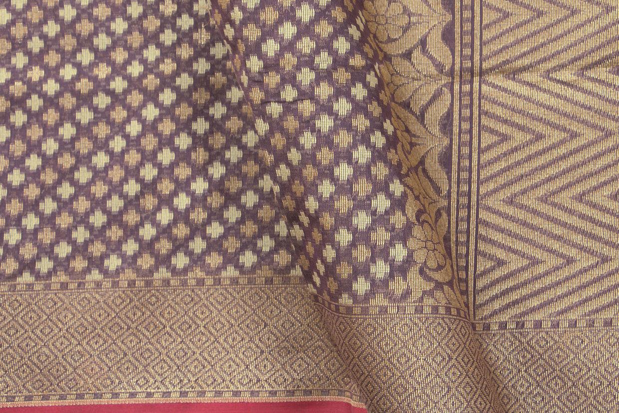 Mauve Banarasi Silk Cotton Saree For Party Wear PSC NYC 1115 - Silk Cotton - Panjavarnam PSC NYC 1115