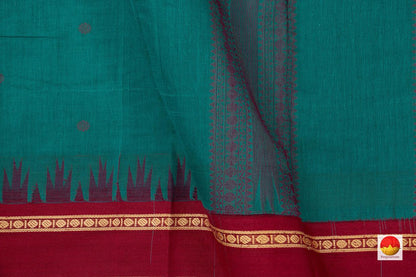 Mayikazhuthu Blue And Red Kanchi Cotton Saree For Office Wear PV KC 408 - Cotton Saree - Panjavarnam