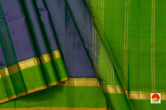Mayil kazuthu Blue Kanchipuram Silk Saree Handwoven Pure Silk Light Weight With Medium Border Office Wear PV KNN 155 - Silk Sari - Panjavarnam