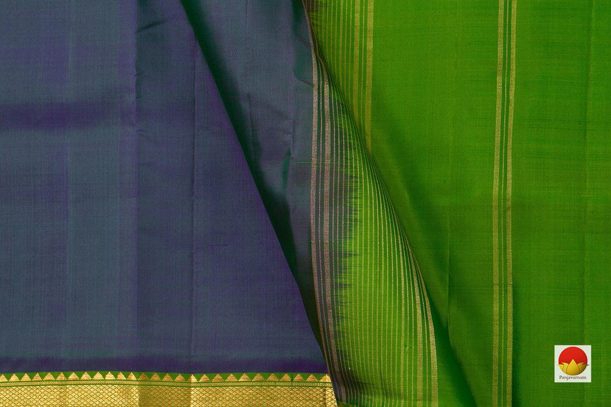 Mayil kazuthu Blue Kanchipuram Silk Saree Handwoven Pure Silk Light Weight With Medium Border Office Wear PV KNN 155 - Silk Sari - Panjavarnam PV KNN 155