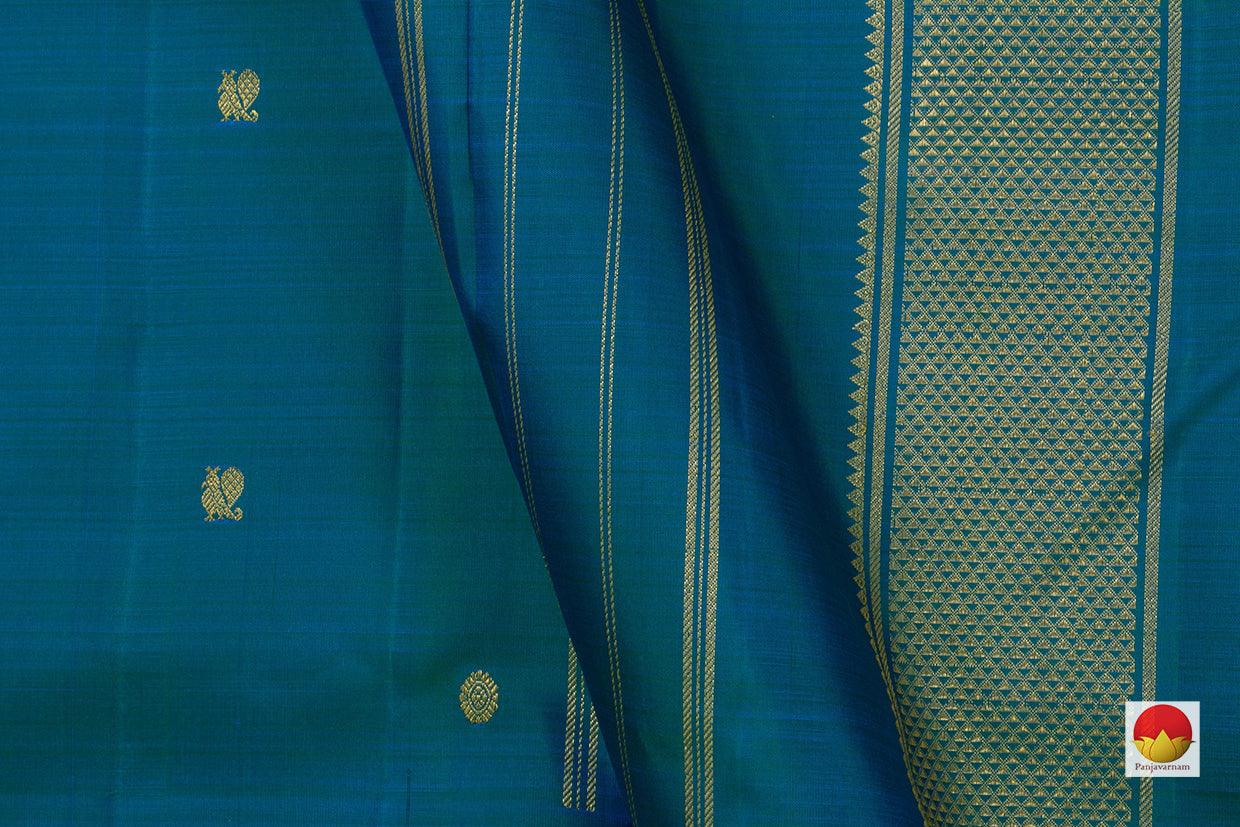 Mayilkazhuthu Blue 9 Yards Kanchipuram Silk Saree Handwoven Pure Silk Pure Zari For Wedding Wear PV NYC 763 - 9 yards silk saree - Panjavarnam