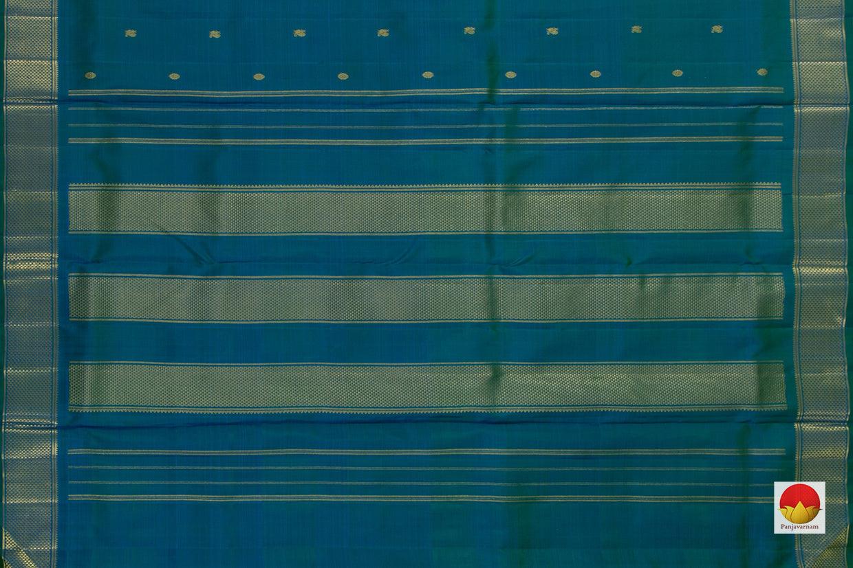 Mayilkazhuthu Blue 9 Yards Kanchipuram Silk Saree Handwoven Pure Silk Pure Zari For Wedding Wear PV NYC 763 - 9 yards silk saree - Panjavarnam