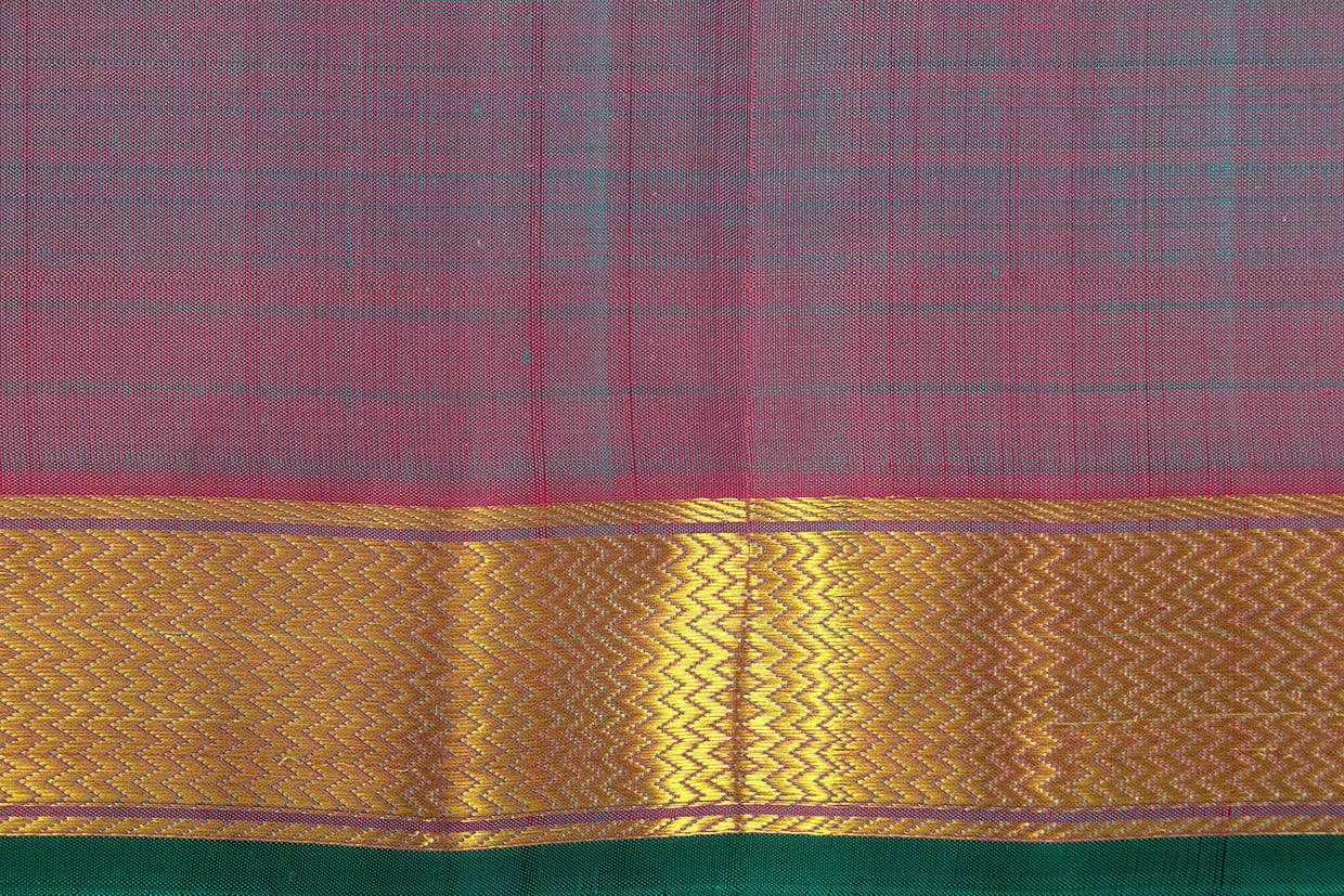 Mayilkazhuthu Blue Kanchipuram Silk Saree With Short Border Handwoven Pure Silk For Festive Wear PV KNN 220 - Silk Sari - Panjavarnam PV KNN 220