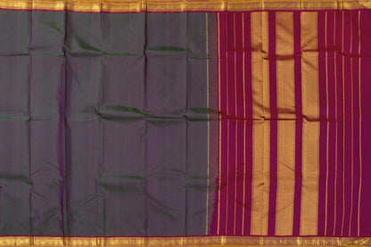 Mayilkazhuthu Green And Maroon Kanchipuram Silk Saree With Short Border Handwoven Pure Silk For Festive Wear PV J 353 - Silk Sari - Panjavarnam