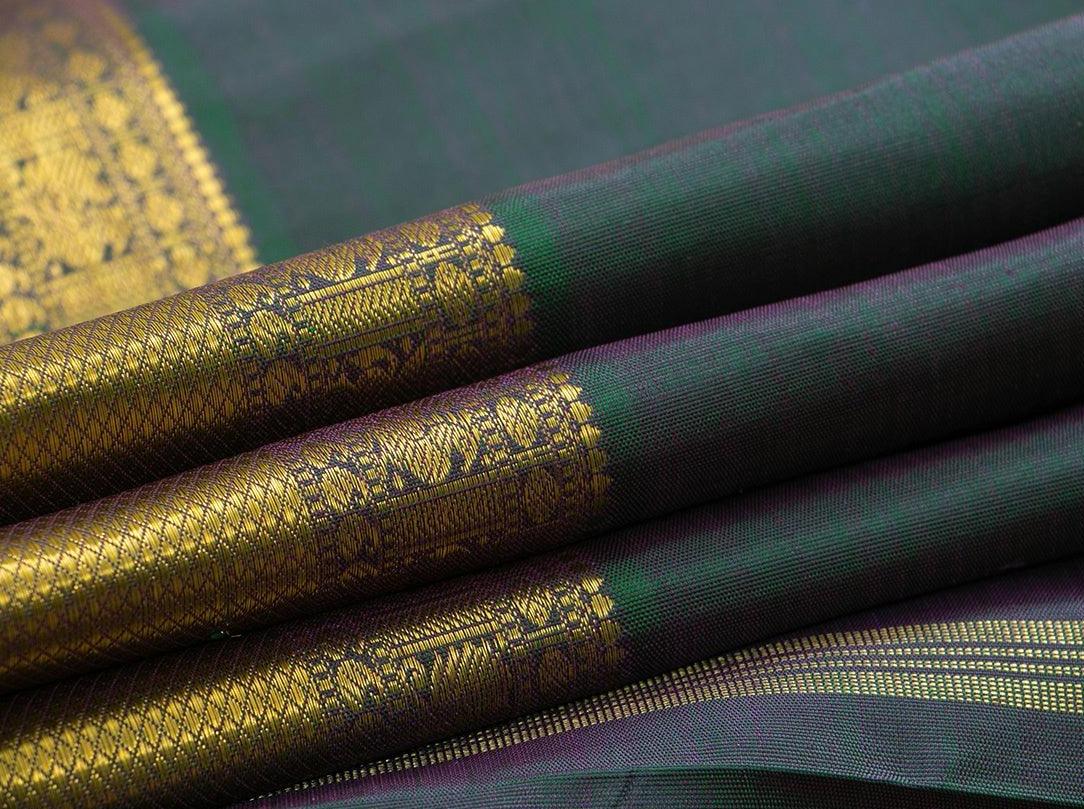 Mayilkazhuthu Green Kanchipuram Silk Saree With Medium Border Handwoven Pure Silk For Wedding Wear PV NYC 1094 - Silk Sari - Panjavarnam PV NYC 1094