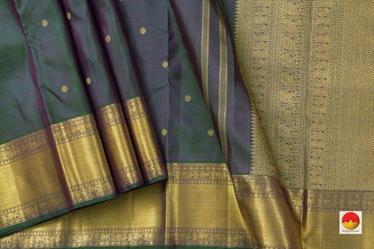 Mayilkazhuthu Green Kanchipuram Silk Saree With Medium Border Handwoven Pure Silk For Wedding Wear PV NYC 1094 - Silk Sari - Panjavarnam PV NYC 1094