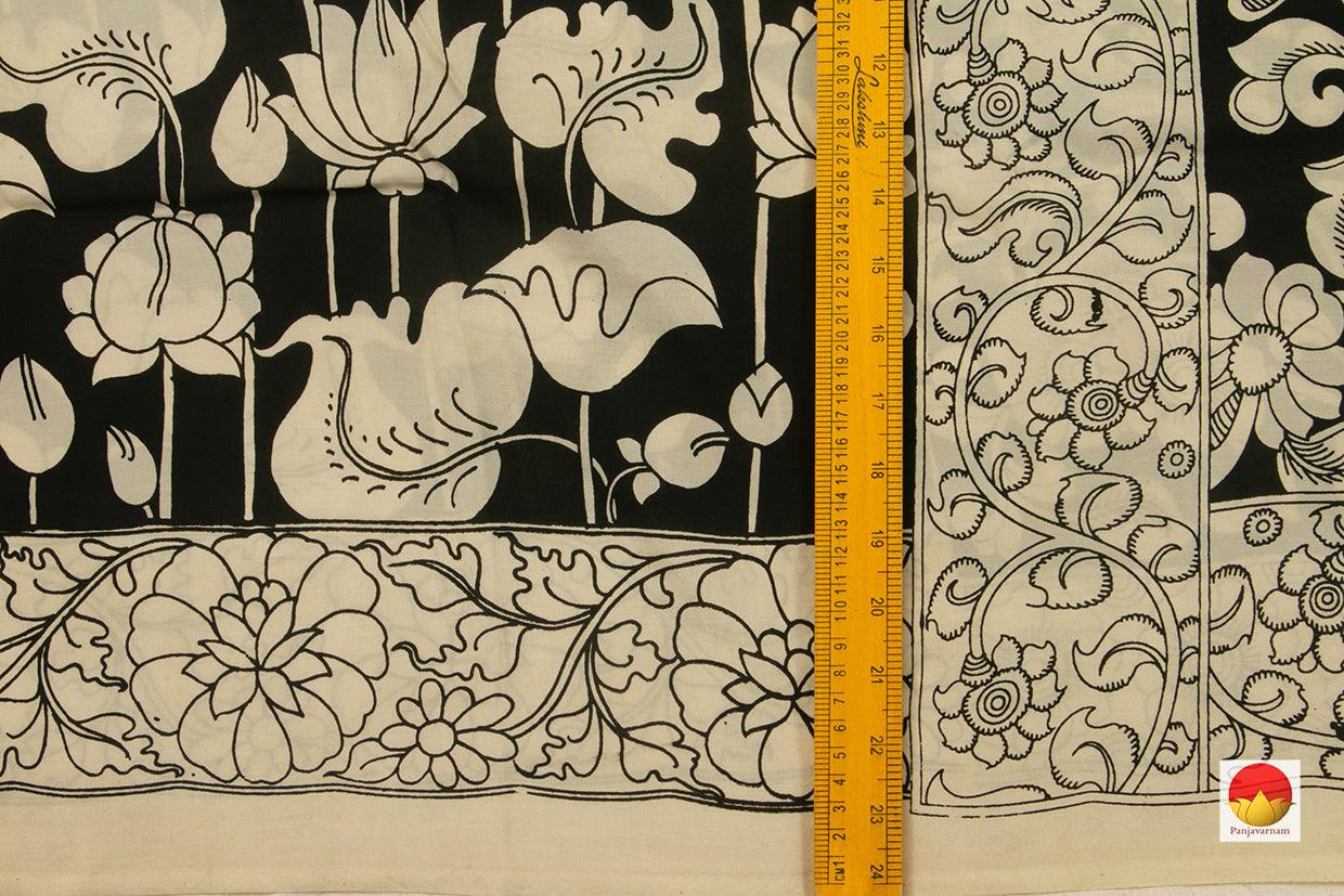 Monochrome Handpainted Kalamkari Saree With Annapakshi Pallu Organic Dyes For Office Wear PKM 553 - Kalamkari Silk - Panjavarnam PKM 553