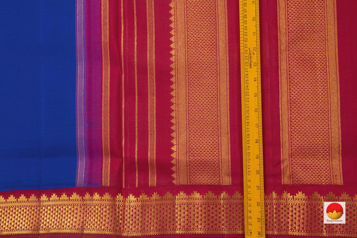 MS Blue And Red 9 Yards Kanchipuram Silk Saree Handwoven Pure Silk Pure Zari For Wedding Wear PV NYC 762 - 9 yards silk saree - Panjavarnam