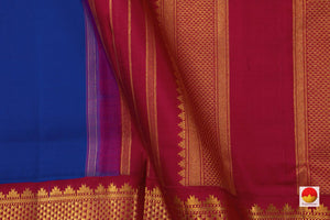 MS Blue And Red 9 Yards Kanchipuram Silk Saree Handwoven Pure Silk Pure Zari For Wedding Wear PV NYC 762 - 9 yards silk saree - Panjavarnam PV NYC 762