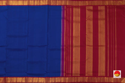 MS Blue And Red 9 Yards Kanchipuram Silk Saree Handwoven Pure Silk Pure Zari For Wedding Wear PV NYC 762 - 9 yards silk saree - Panjavarnam PV NYC 762